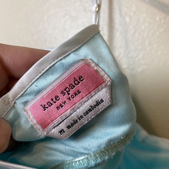 Kate Spade M Big Bow Nighty Slip Dress Chemise Nightgown Mini Satin Sleep Blue - Picture 5 of 5
